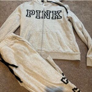 Victoria's Secret PINK grey zip up hoodie & joggers set tracksuit 
Size S